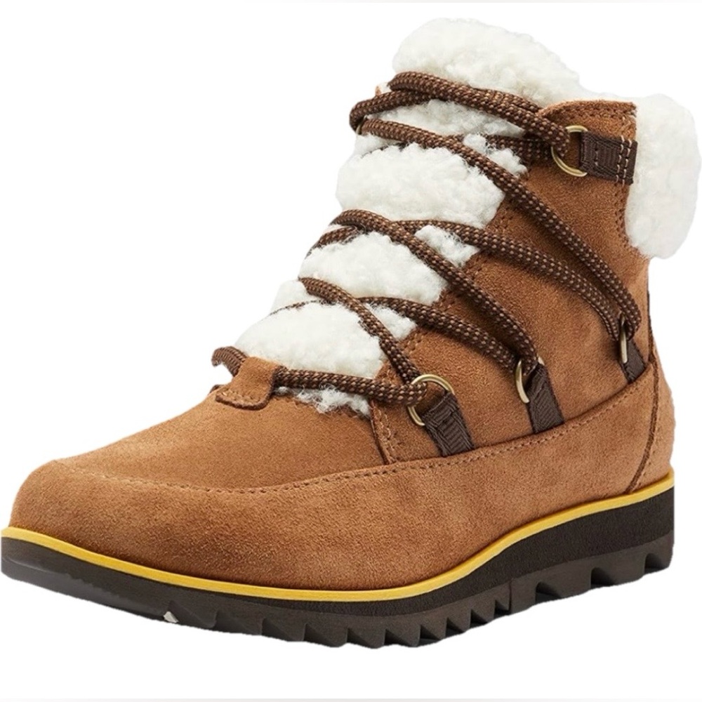 Sorel Harlow Lace Cozy Boot Waterproof Suede Ankle Bootie Women’s Brown Size 10